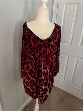 INC International Concepts Black and Red Leopard-Print top